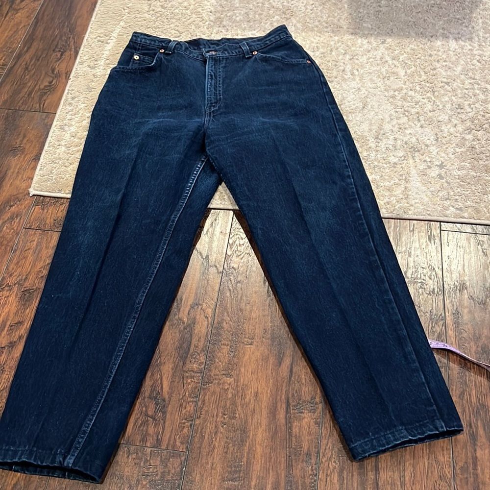VTG made in USA orange tab tapered Levi’s jeans in EUC dark wash super high rise
